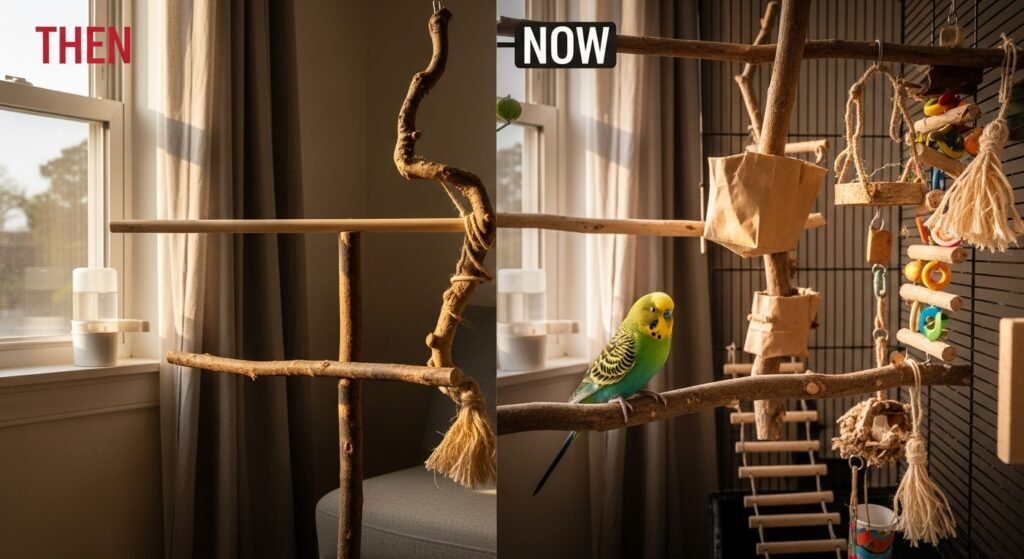 Enriquecimento ambiental barato: 10 erros comuns e como corrigir hoje (para periquito-australiano)