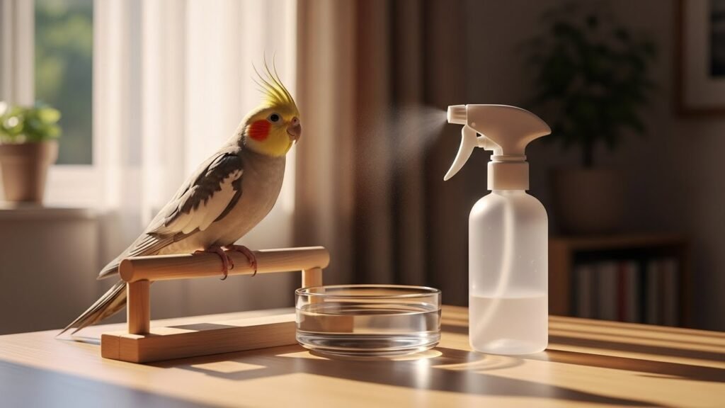 Banho de calopsita: guia completo em 9 passos para cuidar das penas em casa (sem estresse)