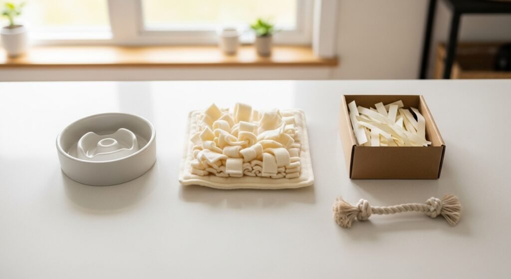 Enriquecimento ambiental: 12 ideias simples para gastar energia mental do seu cão (mesmo indoor)