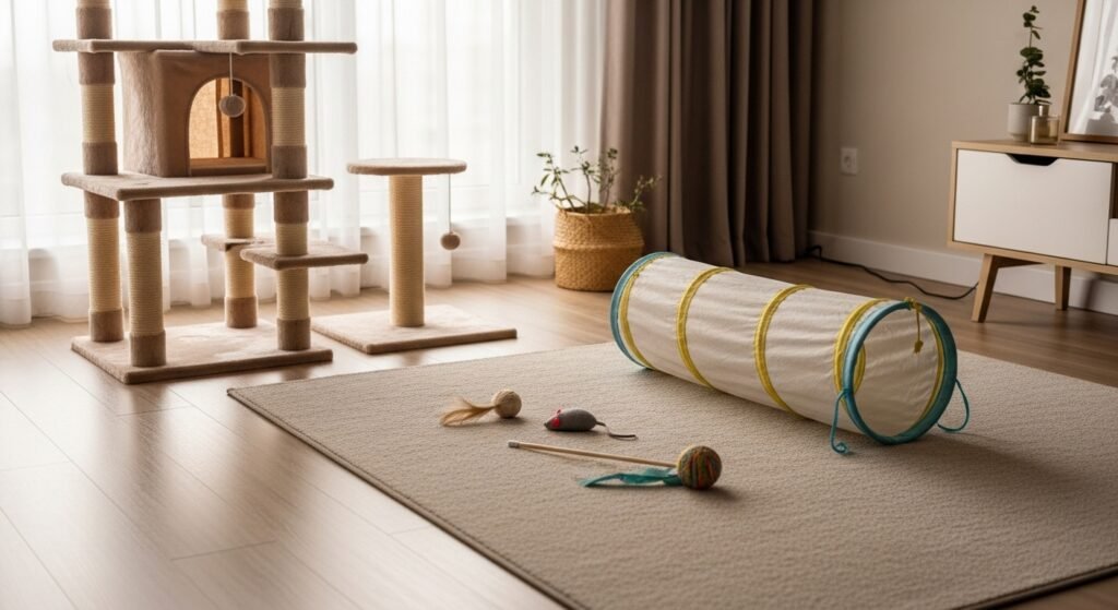 Rotina indoor: 9 ideias práticas para dias chuvosos com gato (FAQ + passo a passo)