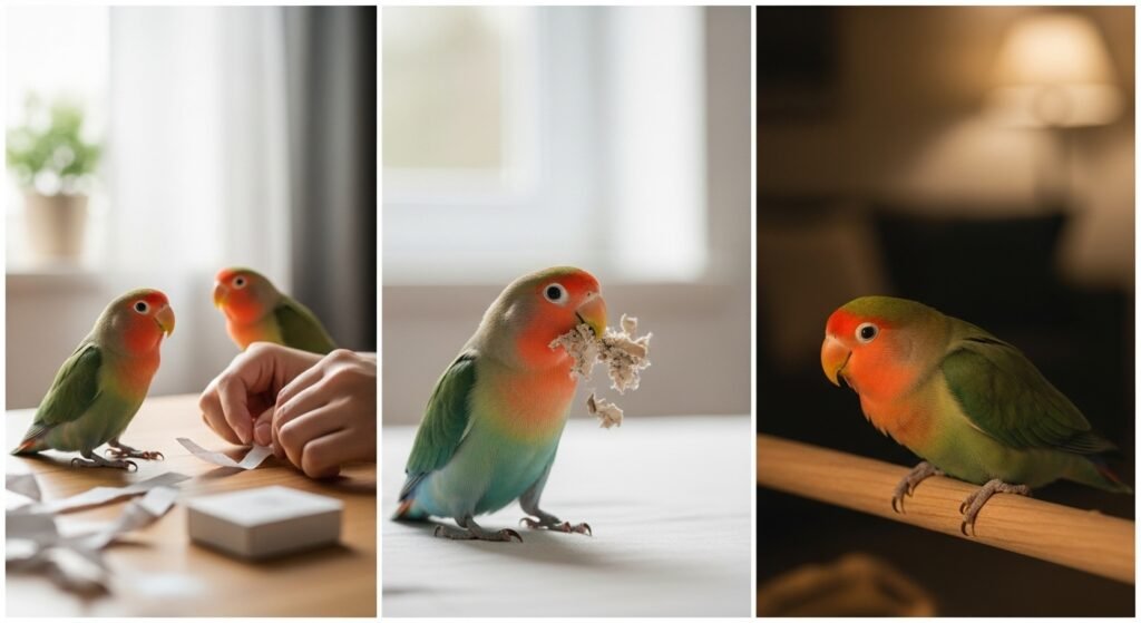 Ansiedade de separação: 9 ajustes de rotina para seu agapornis ficar mais tranquilo (manhã, tarde e noite)