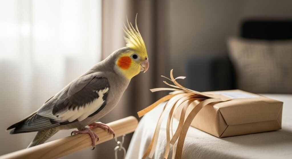 Enriquecimento para calopsita: 10 ideias simples para gastar energia mental (com rotina e treino)